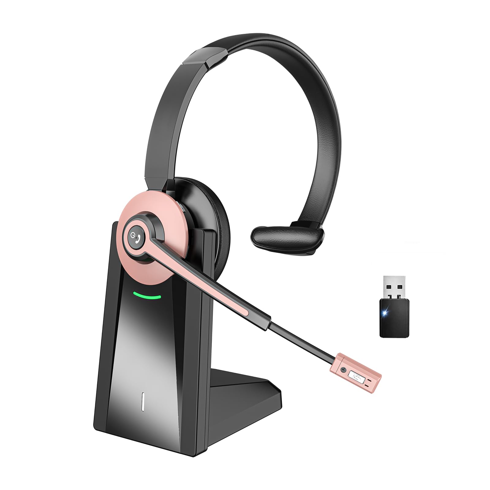 Photo 1 of Wireless Headset with Mic for Work, Wireless Headset with Microphone (Noise Cancelling & Mute Button, USB Dongle & Charging Base), Bluetooth Headphones for Home/Office/Computer/Laptop/Phone/Teams/Zoom