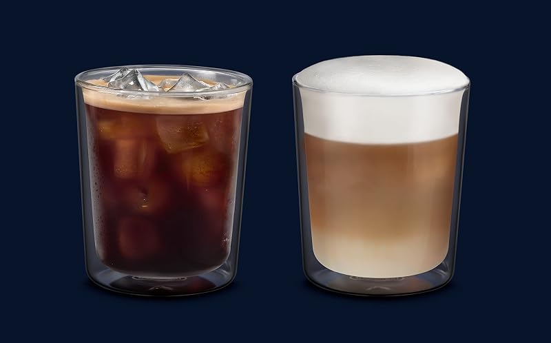 DLSC318 - Juego de vasos térmicos de cristal de doble pared, resistente de borosilicato, cómodo de mantener, sin condensación, lavable en lavavajillas, capacidad 400 ml