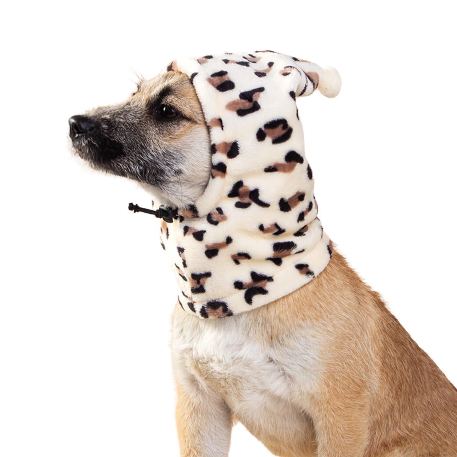 Dog Ear Muffs Noise Protection,Plush Dog Hats Pet Ears Warm Quie Dog Ear Cover,Winter Hat Dog Head Wrap for Small Medium Large Dogs_L(Leopard)