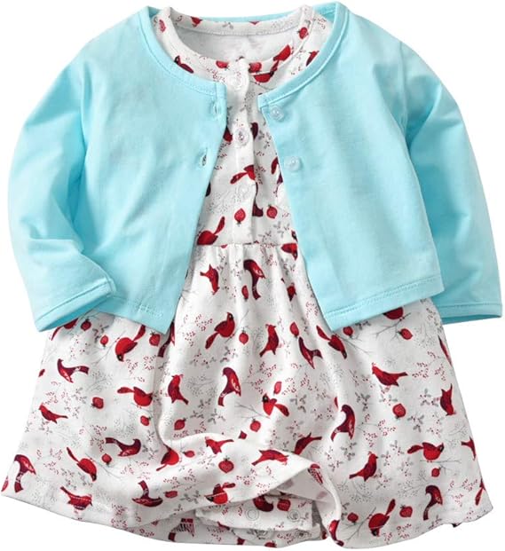 Amazon Co Jp Cousannory ベビー服 長袖 ワンピース カーディガン 2点セット アンサンブル 可愛い 赤ちゃん 女の子 ロンパース スカート付き 柔らかい ベビー服 ドレス プリンセス お嬢様 ガールズ チュニック ベビードレス 女児 ルームウェア 服 ファッション小物