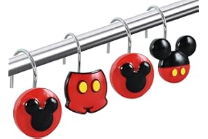 CTOHN 12 Pieces Mouse Shower Curtain Hooks Rings, Mouse Theme Decorative Shower Hooks for Shower Curtain, Stainless Steel Decorative Shower Hangers Rings for Bathroom