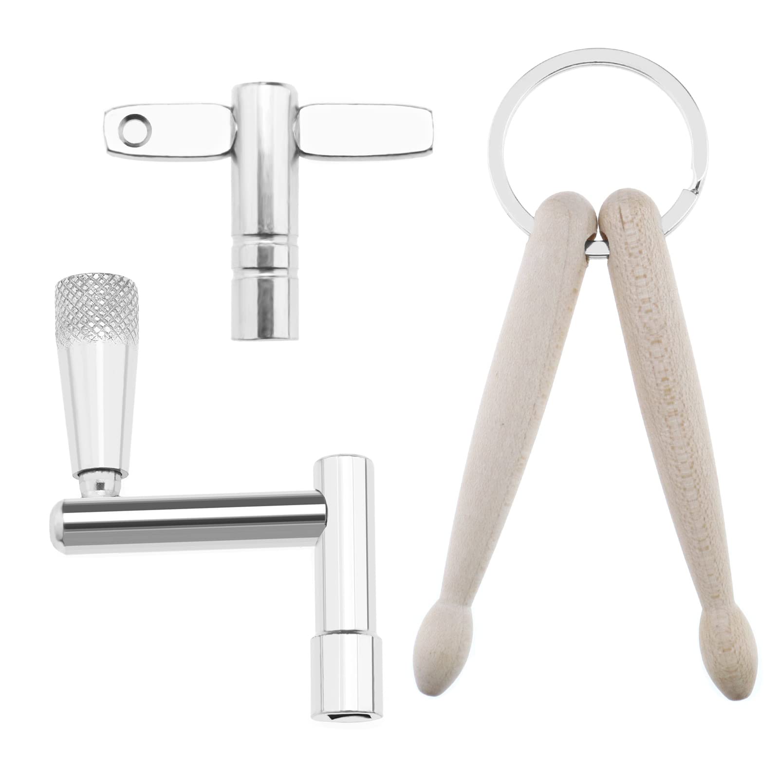 EMSea Set with 3Pcs Drum Kit Drum Tuning Key Continuous Motion Speed Key Drumstick Keychain Drum Wrench Tool for Drums Snare Drums Bass Drums