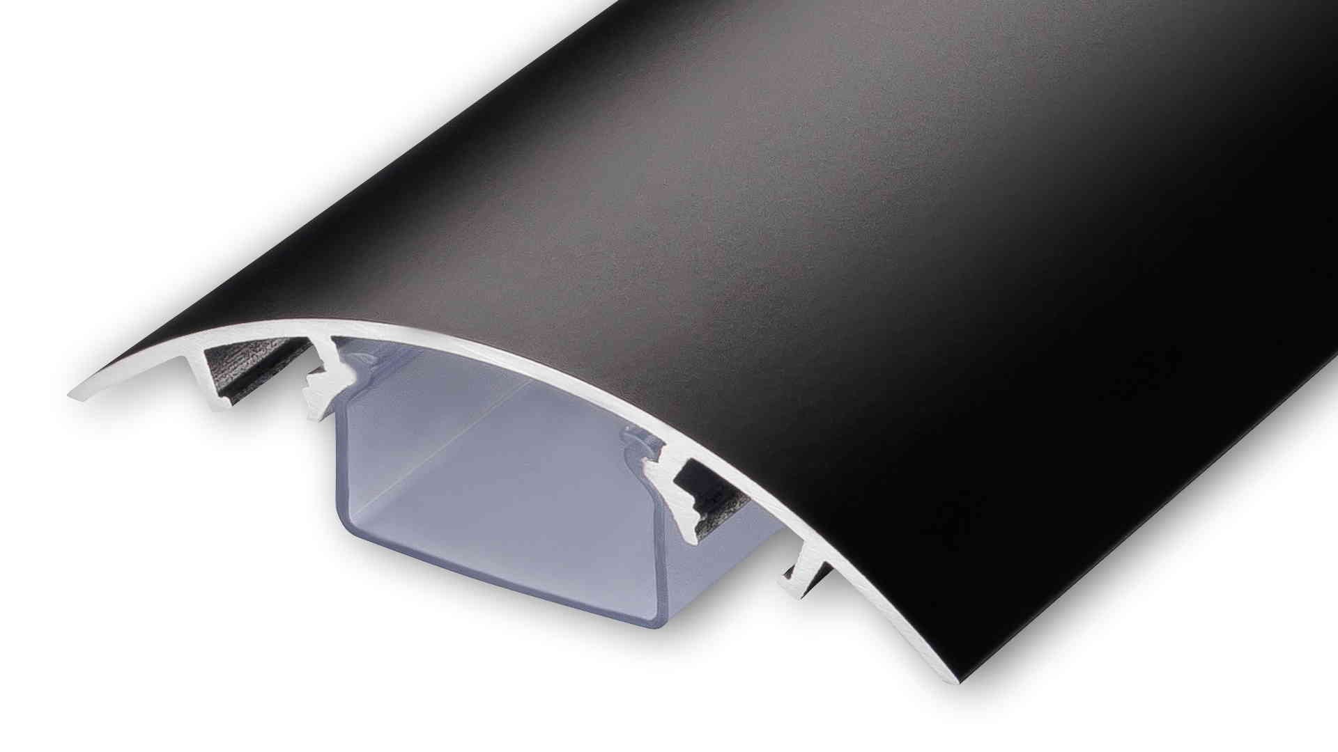 Aluminium cable duct in black dull matt RAL9005 in different lengths compartment cover cable management ALUNOVO (length: 100cm)