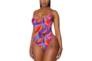 Viottiset Women's Ruched High Cut One Piece Swimsuit Tummy Control Bathing Suit Monokini