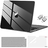 MOSISO Compatible with MacBook Air 13 inch Case 2026-2022 M4 A3240 M3 A3113 M2 A2681,Surpass Natural Beauty Hard Shell&Keyboard Cover&Screen Film&Type C for MacBook Air 13.6 inch Case, Crystal Black