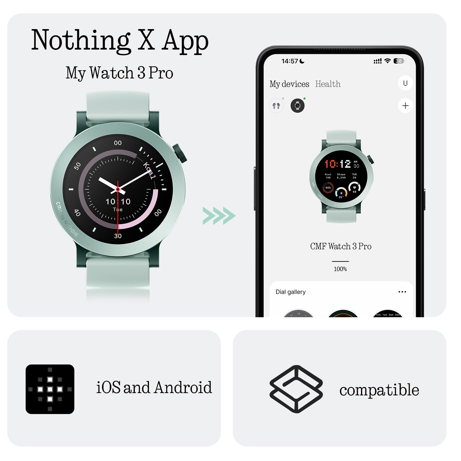 CMF Watch 3 Pro – Smartwatch 1,43" AMOLED, 13 Tage Akku, Dual-GPS, Bluetooth-Anrufe mit KI-Rauschunterdrückung, Herzfrequenz & Schlaftracking – Dunkelgrau 8