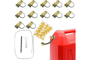 C CLINK Fuel Gas Can Vent Caps, 12 Pack Brass Vent Kits with Lanyard-Attached Cap for Gas Can Tank to Allow Faster Flowing