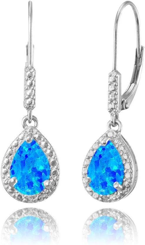 Sterling Silver Genuine, Created or Simulated Gemstone Teardrop Dangle Leverback Earrings