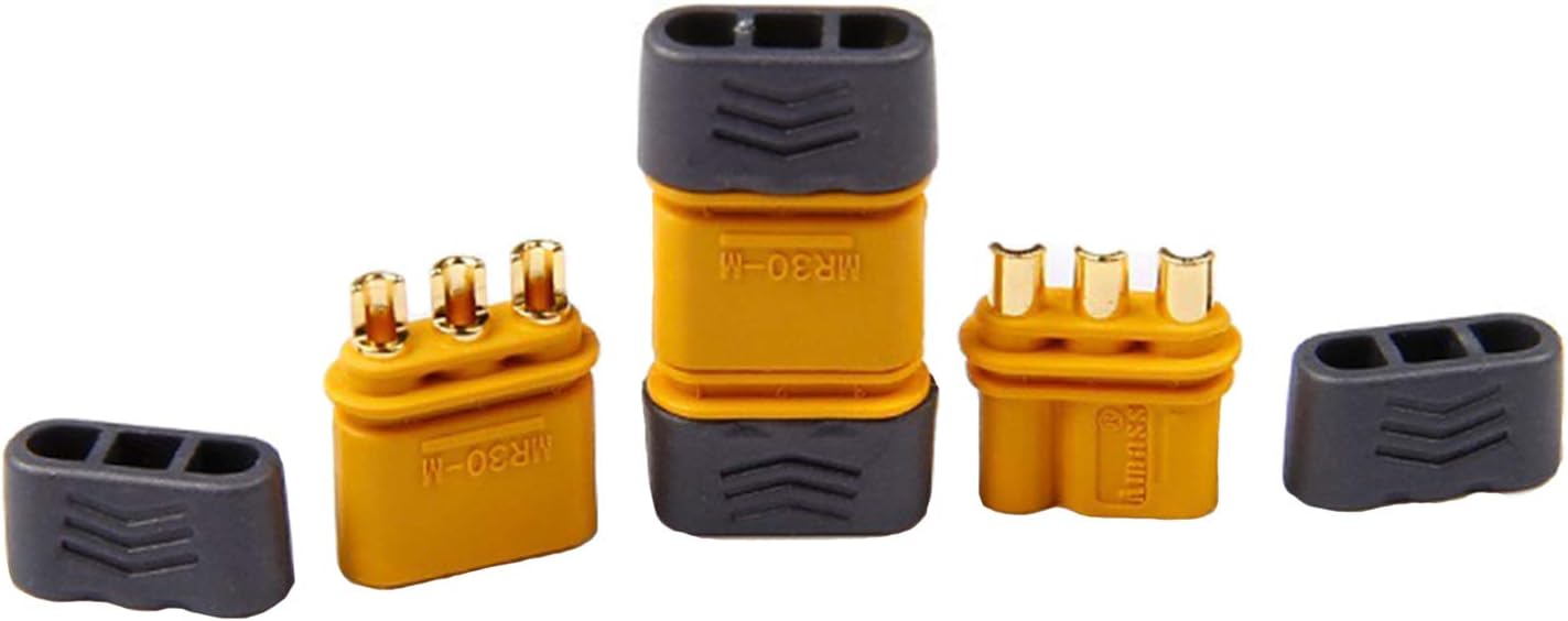 thumbnail image 2 of Amass MR30 3-Pin Gold Connectors - 6 Pairs (12pcs) 3.0mm, 30A For Multirotor ESC/Motor 2 of 4