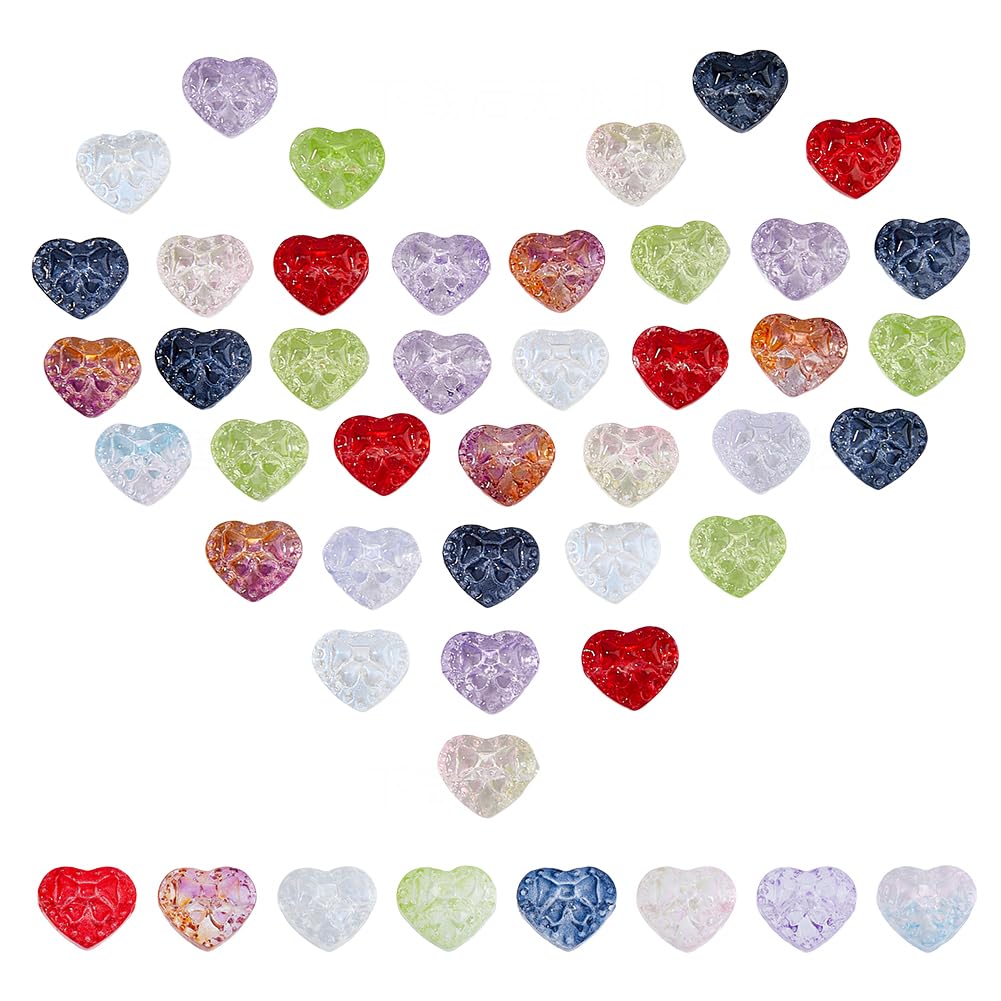 SUPERFINDINGS 120Pcs 8 Colors Heart Glass Beads with Bowknot Colorful Heart Spacer Beads Glow Crystal Loose Beads for Bracelets Jewelry Making Hole: 1.2mm