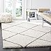 SAFAVIEH Hudson Shag Collection Accent Rug - 3' x 5', Ivory & Grey, Modern Trellis Design, Non-Shedding & Easy Care, 2-inch Thick Ideal for High Traffic Areas in Foyer, Living Room, Bedroom (SGH281A)