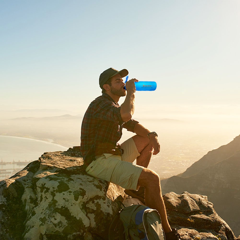 Leak proof bpa free water bottle 1 litre Eco Friendly Plastic - sports bottle for running, gym, yoga, outdoors and camping (Blue)