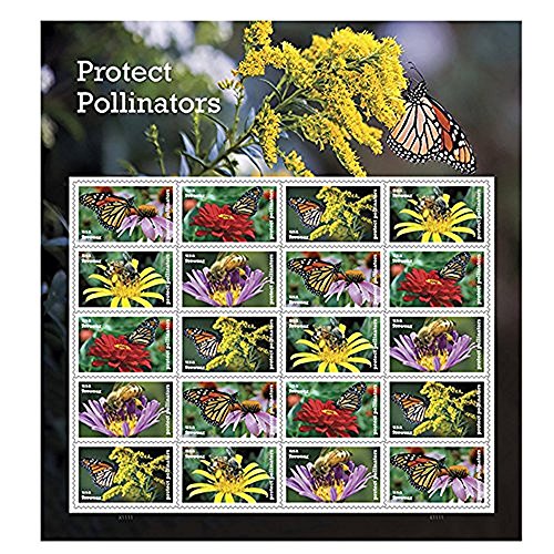 Protect Pollinators Sheet of 20 Forever USPS First Class one Ounce Postage Stamps Environment Wedding Party