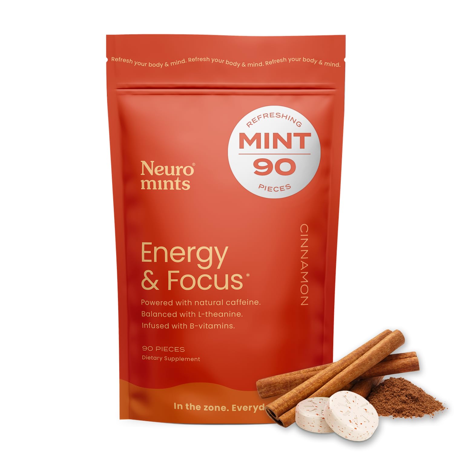 Focus Supplements NeuroGum Energy & Focus Mints Peppermint | 40mg ...
