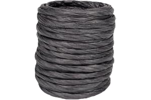 ALLWSLUCKY 15Yard Raffia Paper Ribbon, 4mm Paper String Colorful Twisted Paper Craft Rope Wrapping Ribbon for DIY Making Flower Basket, Present Wrapping,Party Decor (Black)