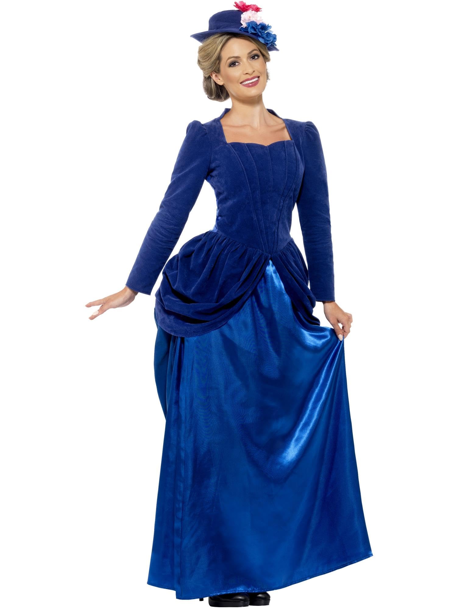 Smiffys Deluxe Victorian Vixen Costume, Blue with Top, Skirt & Hat, Historical Fancy Dress, Adult Dress Up Costumes Halloween