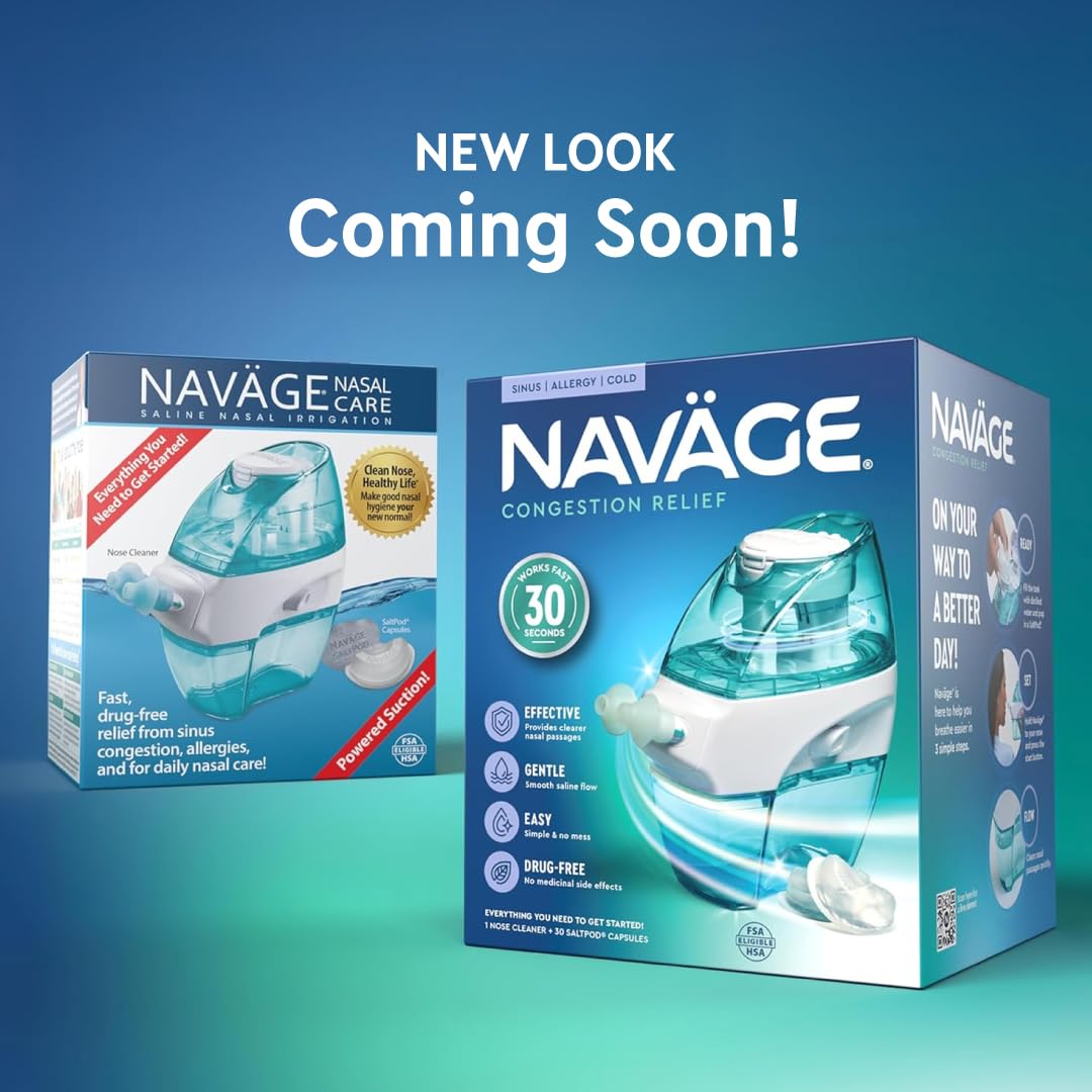 Navage Starter Bundle - Nasal Irrigation System - Saline Nasal Rinse Kit with 1 Navage Nose Cleaner and 30 Salt Pods