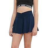 rrhss Gilrs Pleated Tennis Skirt with Pockets Kids V Crossover High Waisted Golf Skorts with Lining Shorts