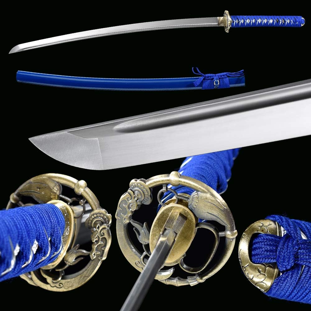 Handmade Japanese Samurai Katana Sword,1060/1095 high Carbon Steel, Functional, Hand Forged, Full Tang, Battle Ready,Wooden Scabbard,Sharp Knife