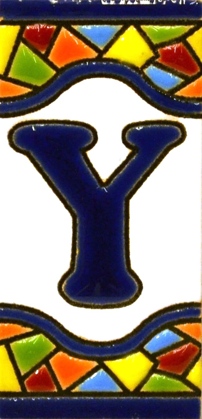 House letters 3 inch. Handpainted house letter tiles for signs, addresses and names. Address numbers for houses. House address numbers and letters. Design Design MOSAICO MINI 2,87" x 1,38" (LETTER Y)