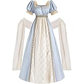 CR ROLECOS Regency Dresses for Women Tea Party Dress Empire Waist Victorian Gown with Shawl