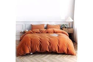 FREIUOKE Caramel Duvet Cover 100% Washed Cotton Duvet Cover,Luxury Soft Bedding with Zipper Closure.Solid Color Pattern Duvet Cover Twin Size 1 Piece（68x90 Inch）
