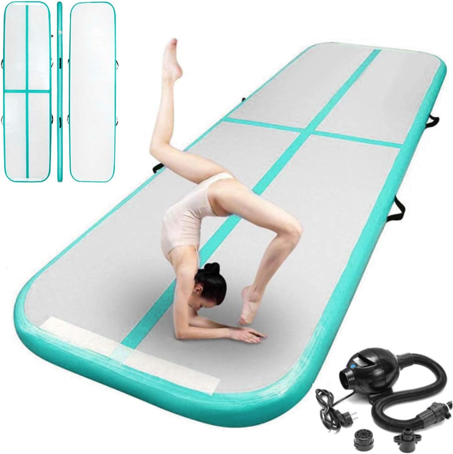 BATTIFE Air Track 10ft/13ft/16ft Inflatable Gymnastics Tumbling Mat 4 Inch Thickness for Home Use(Blue/Green/Pink) : Sports & Outdoors