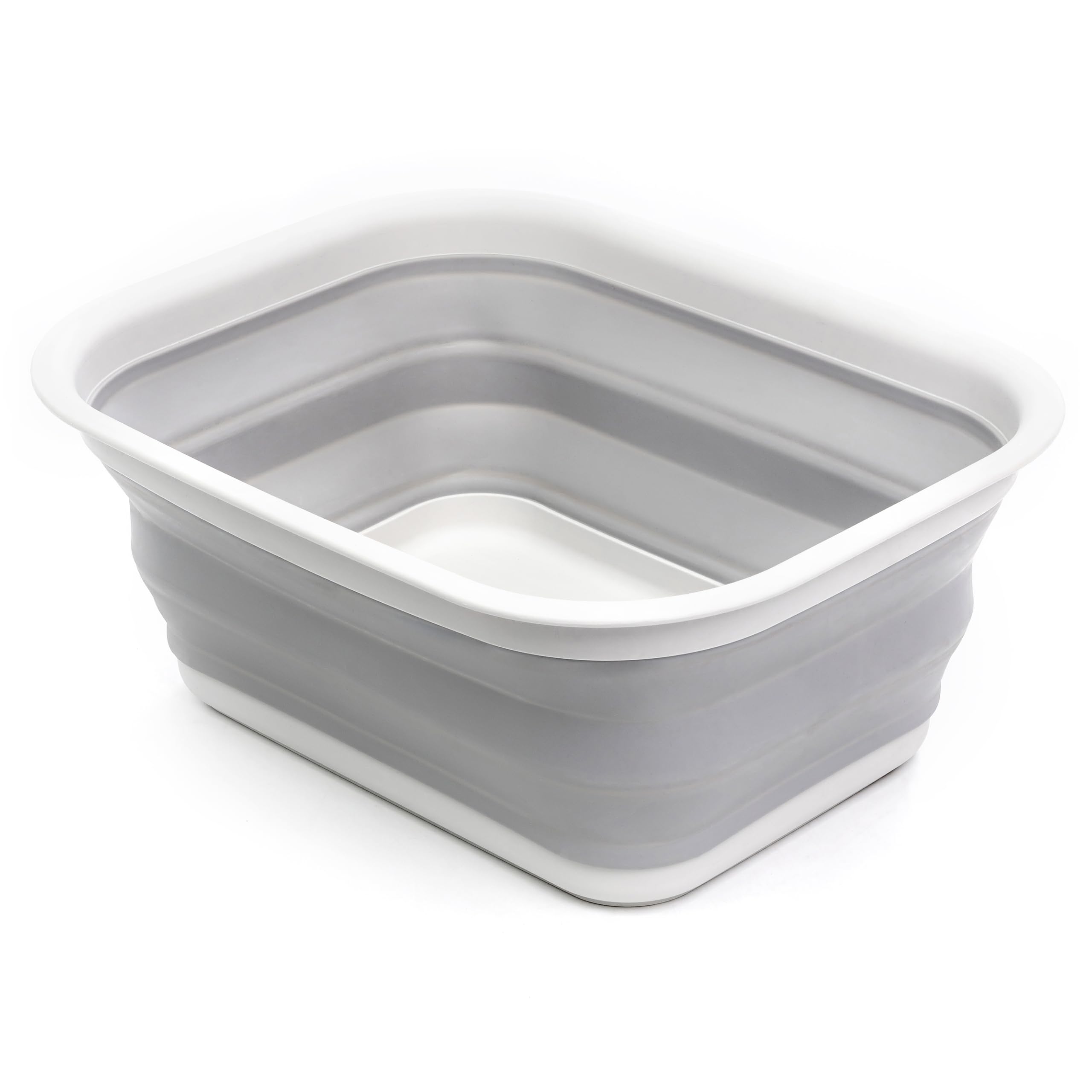SAMMART 15L Collapsible Tub - Portable Outdoor Picnic Basket/Crater - Foldable Shopping Bag - Space Saving Storage Container (Grey/Grey (L))