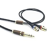 NEW NEOMUSICIA Replacement Audio Upgrade Cable Compatible with Audeze LCD-2 LCD-4 LCD-3 LCD-X LCD-XC, MM-500 Headphone 6N OCC Copper Silver Plated Cord with 6.35mm Adapter Walnut Wood Shell