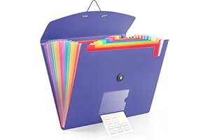 13 Pocket Accordion File Organizer with Elastic Closure, Expanding File Folder for Letter Size A4 Papers, Ideal for Home, Off