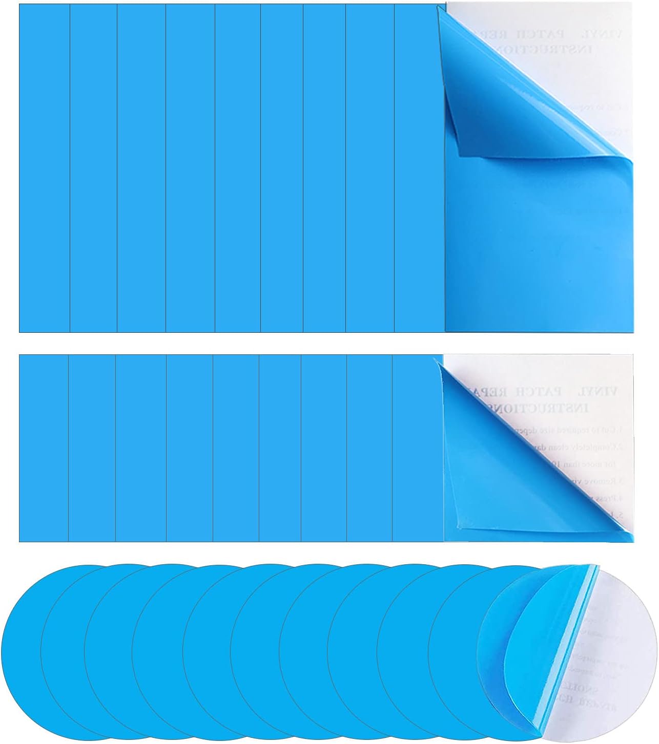 ASMPIO 30 Pieces Vinyl Pool Patch, Self-Adhesive PVC Repair Patches for Swimming Pools, Inflatable Boats, Air Bed, Raft Kayak, Blue : Garden & Outdoor