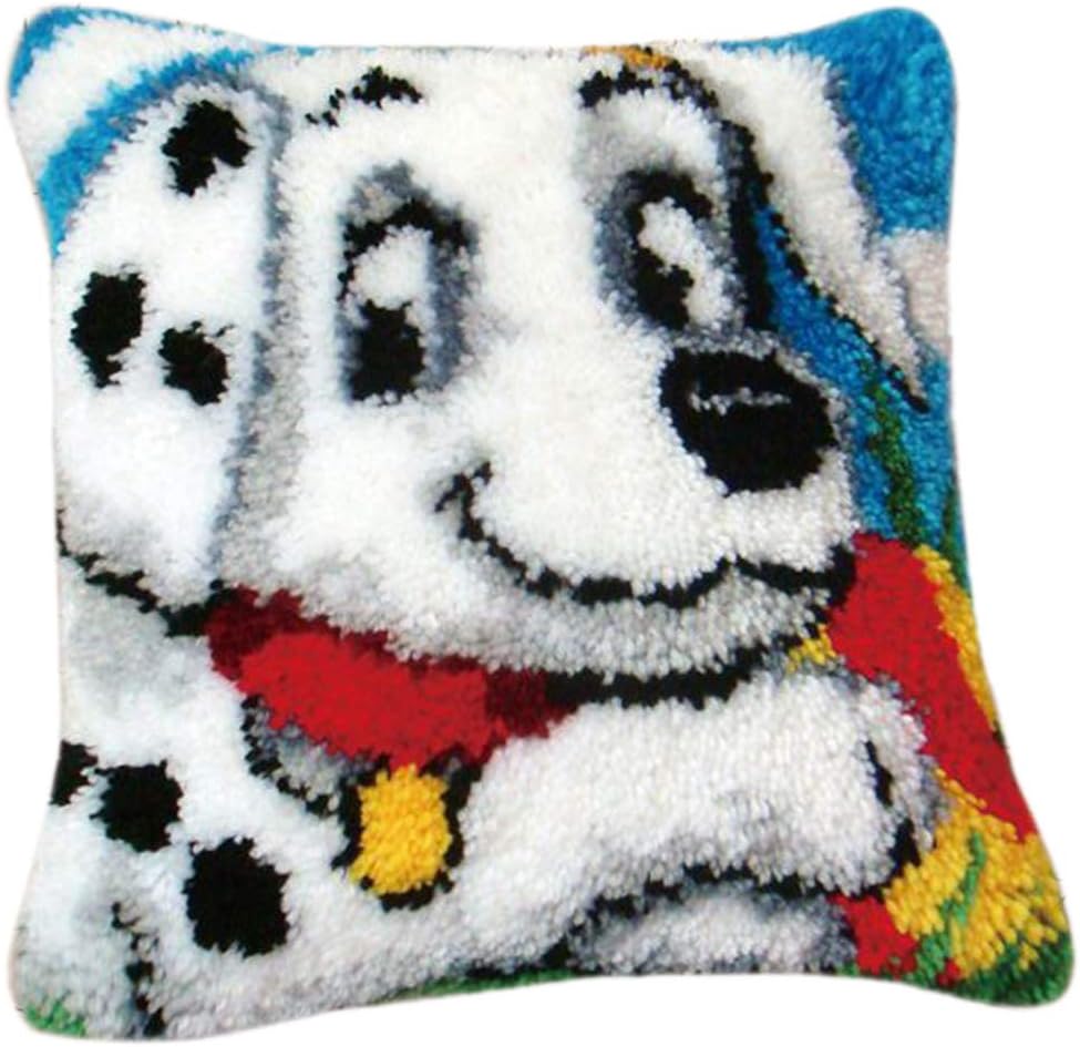 K9CK Latch Hook Kits, DIY Animal Theme Carpet Cushion Crocheting Pillowcase Rug Sewing Craft Kit Creative Gift for Kids/Adults Beginner - Dog