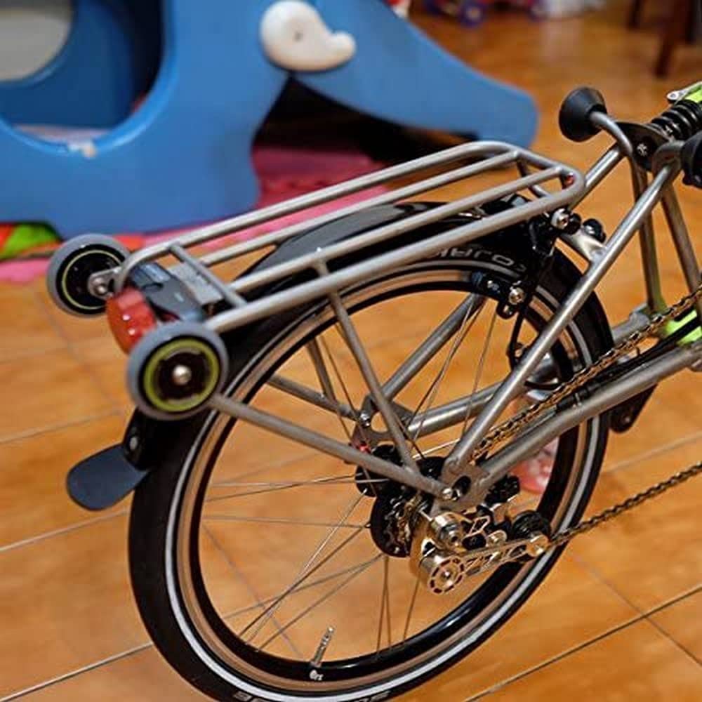 ACE Lightweight Rear Rack For BROMPTON in Silver + 2 Easy Wheels
