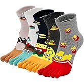 Artfasion Women's Toe Socks Cotton Comfy Low Cut Ankle with Reinforced Heel and Toe Crew Socks for Ladies