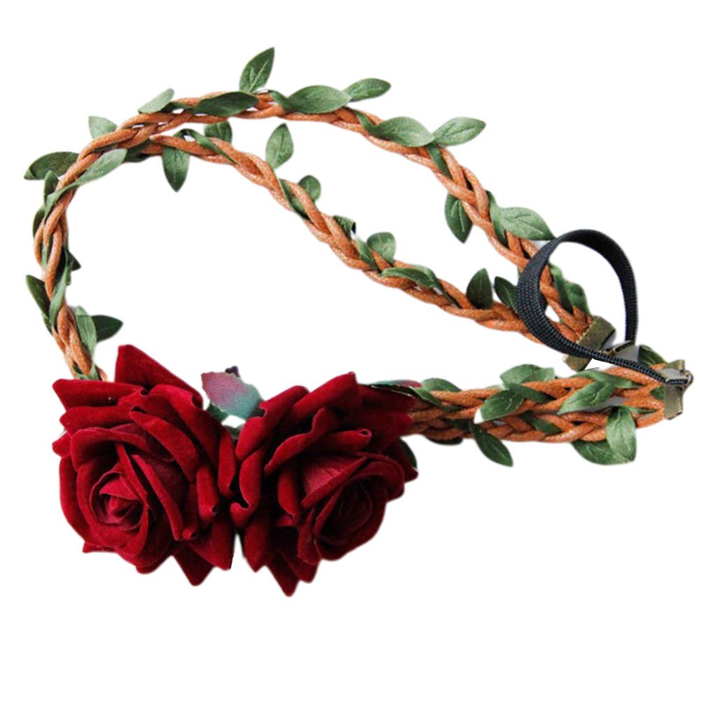Beaupretty Floral Headband Rose Flower Rattan Wreath Festival Wedding Hair Wreaths Headbands