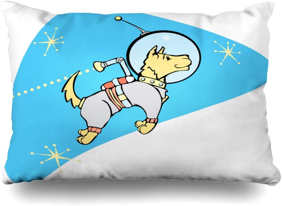 Ahawoso Throw Pillow Cover Queen 20x30 Inches Earth Retro Space Cosmonaut Dog Modern Jupiter Jet Sol Mercury Pack Mars Uranus Atomic Science Sun Decorative Pillowcase Home Decor Cushion Pillow Case