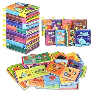 Baby Bath Books,Nontoxic Fabric Soft Baby Cloth Books,Early Education Toys,Waterproof Baby Books for Toddler, Infants…