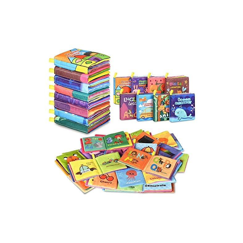 Baby Bath Books,Nontoxic Fabric Soft Baby Cloth Books,Early Education Toys,Waterproof Baby Books for Toddler, Infants…