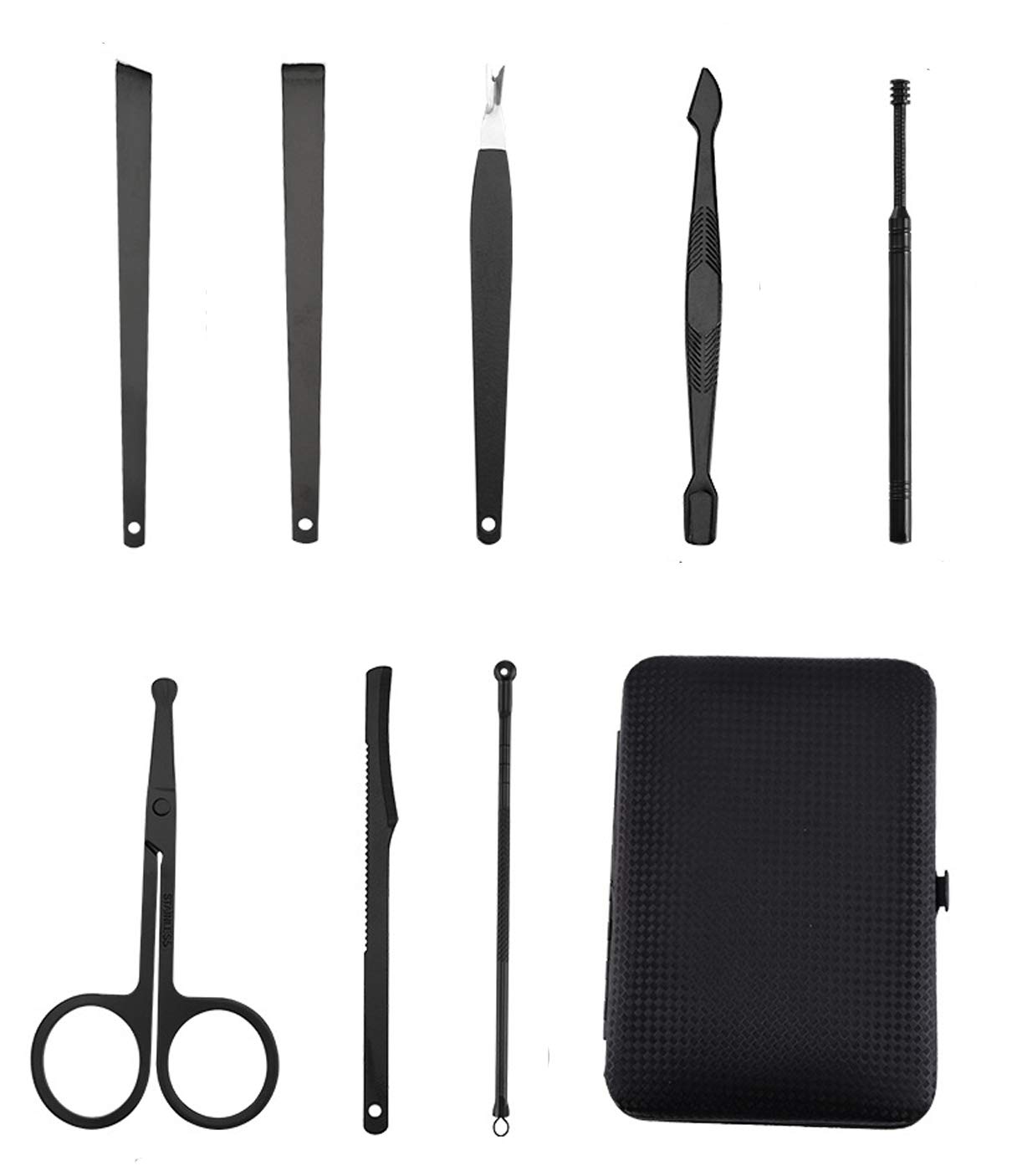 Manicure Set-18 in 1 Stainless Steel Nail Care Kit-Professional Pedicure Kit Nail Clipper Grooming Kit-Nail Scissors Set with Black Leather Travel Case, Best Gift for Man and Women (Black&Red 18 In 1) : Beauty