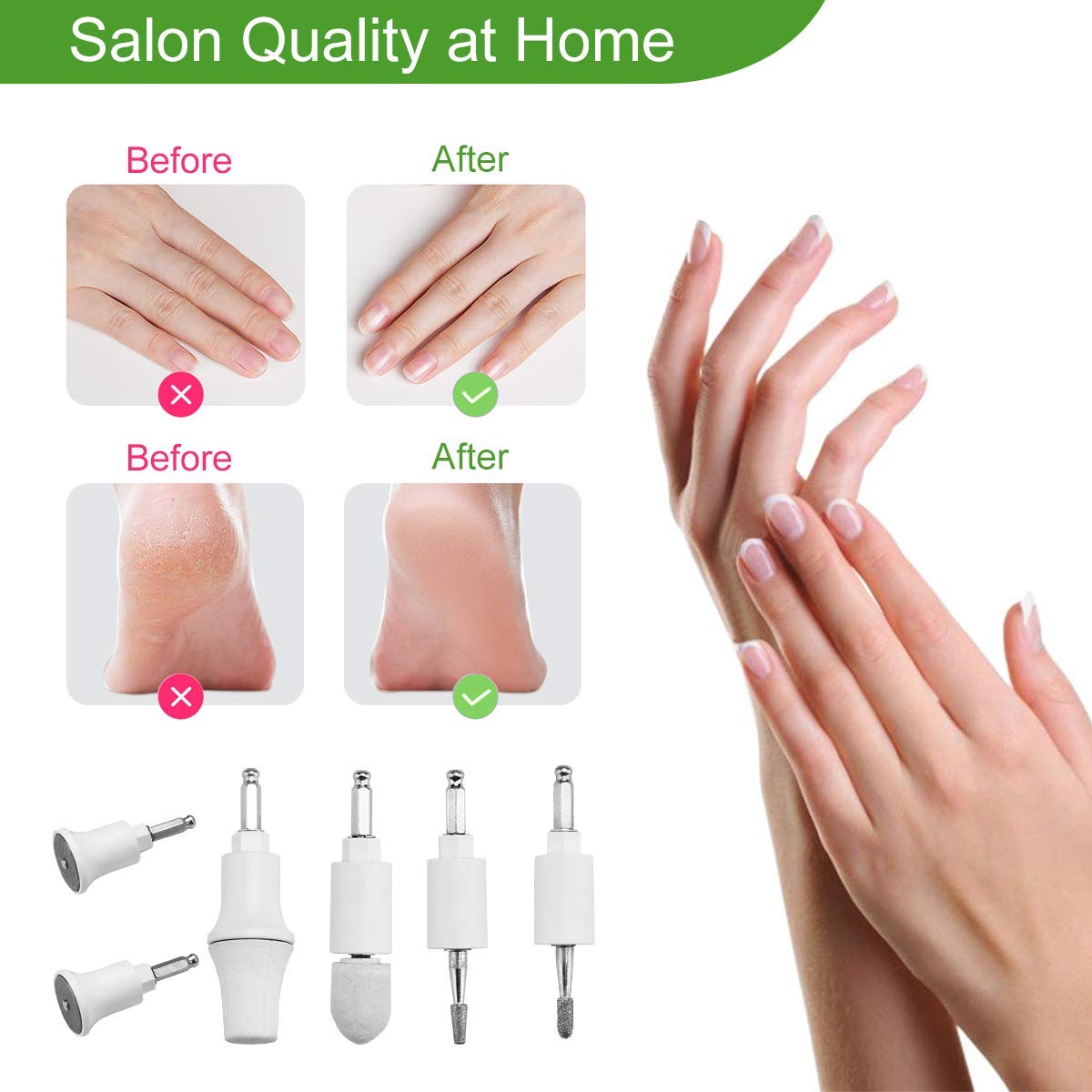 Manucure éléctrique, COSYONALL Ponceuse pour Ongles, Ponceuse à ongles professionnel avec 7 meuleuses - Kit de manucure pédicure, Lime à ongles avec Trousse de manucure