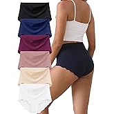 MCOWOD Seamless Underwear for Women High Waisted, No Show Briefs Panties, Silk Crotch, 5-Pack