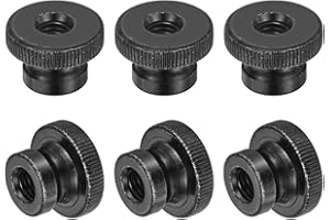 uxcell Knurled Thumb Nuts, 6Pcs M8 x 24 x 16mm Carbon Steel Knurled Nut, Adjusting Round Knobs Fasteners Nuts for 3D Printer Parts, Black