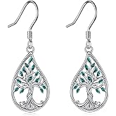 Tree of Life Earrings 925 Sterling Silver Family Tree Dangle Earrings Jewelry Gifts for Women