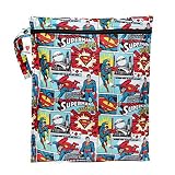 Bumkins DC Comics Superman Waterproof Wet Bag, Washable, Reusable for Travel, Beach, Pool, Stroller, Diapers, Dirty Gym Clothes, Wet Swimsuits, Toiletries, Electronics, Toys, 12x14