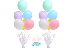 SUPPROMO 2 Set Pastel Birthday Decorations Rainbow Party Table Balloons Centerpiece Stand Kit for Girls Baby Shower Wedding Prom Graduation Unicorn Theme Table Decorations