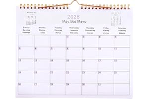 Spiral Bound Language Monthly Planner Wall Calendar 2026 Plan Your Year, Practice Your Words 12-month Full-year Coverage For 