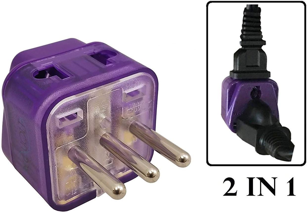 Regvolt Type L AC Travel Adapter Plug 2 in 1 Grounded Universal Plug Adapter for Italy & More