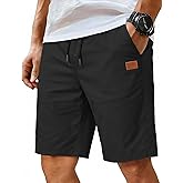 COOFANDY Mens Casual Shorts Cotton Elastic Waist Drawstring Shorts Lightweight Summer Beach Shorts