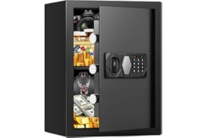 RXUJYC 3.2 Cub Fireproof Safe for Home Use, Home Safes Box with Spare Keys and Alarm System, Anti-Theft Fire Proof Safe for Home Business Office