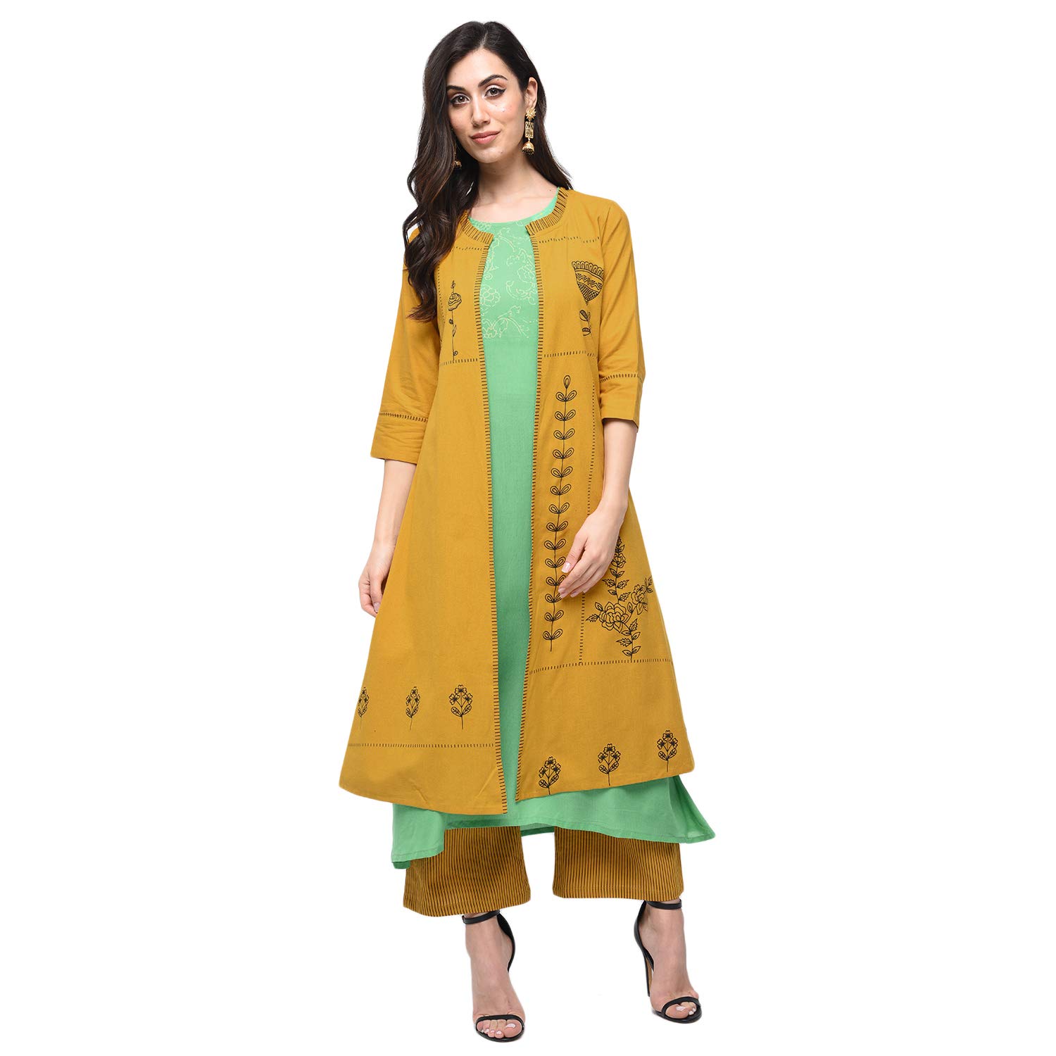 rajmandirfabrics women's cotton floral print jacket,top with palazzo